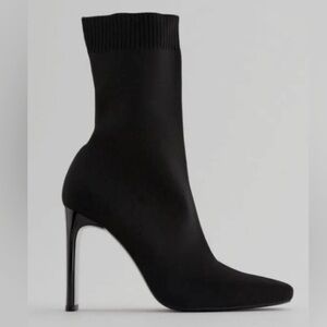 Zara Black Sock Boot Heels